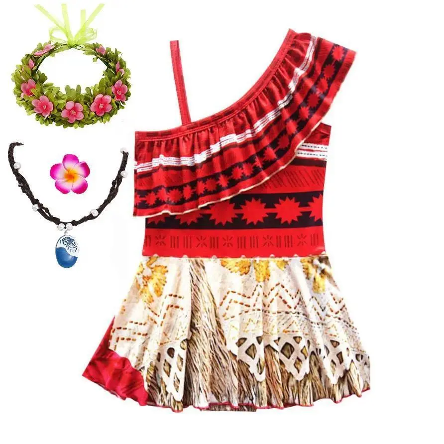 One Piece Bodysuit Swimwear Girls Moana Role Play Beach Party Costume Hawaii Ocean Voyage Swimming Suit  Summer Vaiana Swimsuit