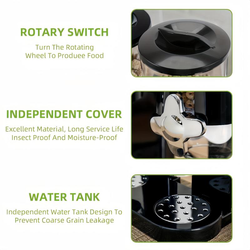 Dry Food Dispenser, 1 Count Single Or Dual Bin Dispenser, Large Capacity Cereal Dispenser for Candy, Nuts, Rice, Granola, Cereal, Grain Dispenser