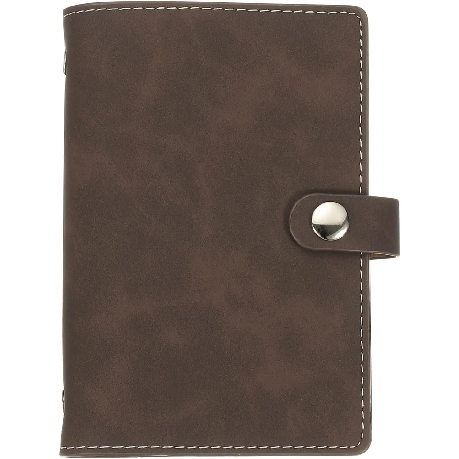 A7 PU Leather Binder Cover, 6 Ring Loose Leaf Binder Protector Round Ring Binder Cover Refillable Notebook Binder for Meeting Photocard Budget Notebook Folder, Dark Brown