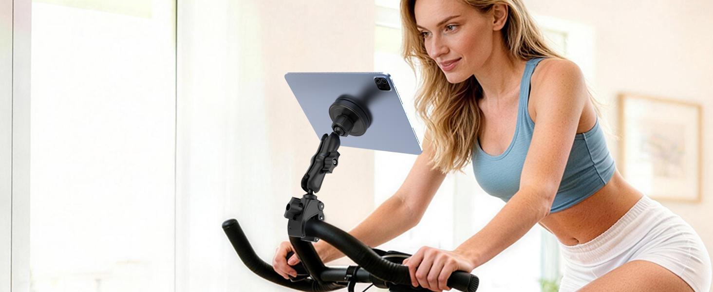 OHLPRO Magnetic Tablet Holder Treadmill & Exercise Bike, 360 °     Rotatable Microphone Stand Holder Mobile Phone Holder for Stationary Bicycle Spin Bike Pushchair Handlebar, Tablet Holder for Smartphones