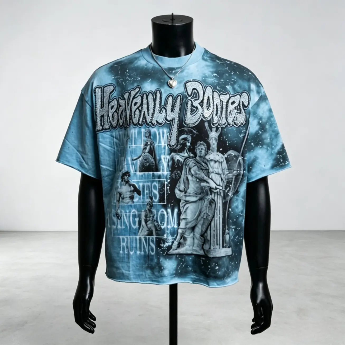 FIRST ROW Vintage Washed Rhinestone Graphic T-Shirt, American Streetwear Letter Print Tee, Hot Drill Oversized Loose Fit Short Sleeve Top, Y2K Retro Casual Crew Neck Shirt for Men Women, Unisex Summer Fashion Festival Outfit Gift