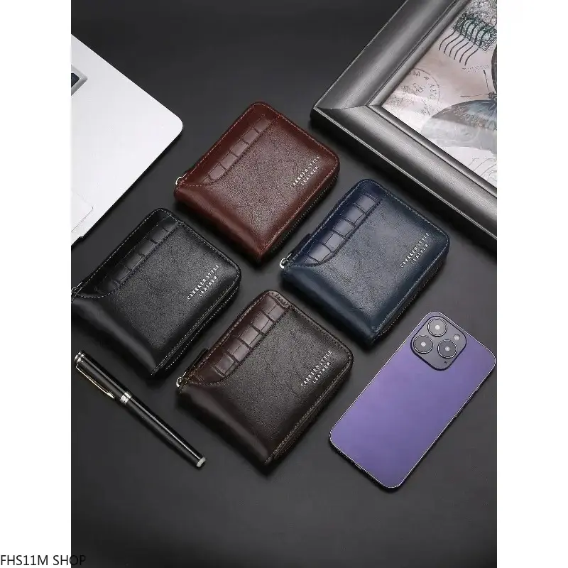 Men's Patchwork Leather Bifold Cardholder Wallet - Multi Card Slots, Compact Front Pocket Design, Old Money Aesthetic, Minimalist for Daily Commute (1Pc), Old Money Look, Bifold Shape