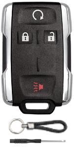 Key Fob Case for Chevy Silverado 1500 2500 3500 HD Colorado GMC Sierra Canyon 2021 2020 2019 2018 2017 2016 2015 2014 M3N-32337100 Keyless Entry Remote Key Shell Replacement 4 Button Pad Cover - Black