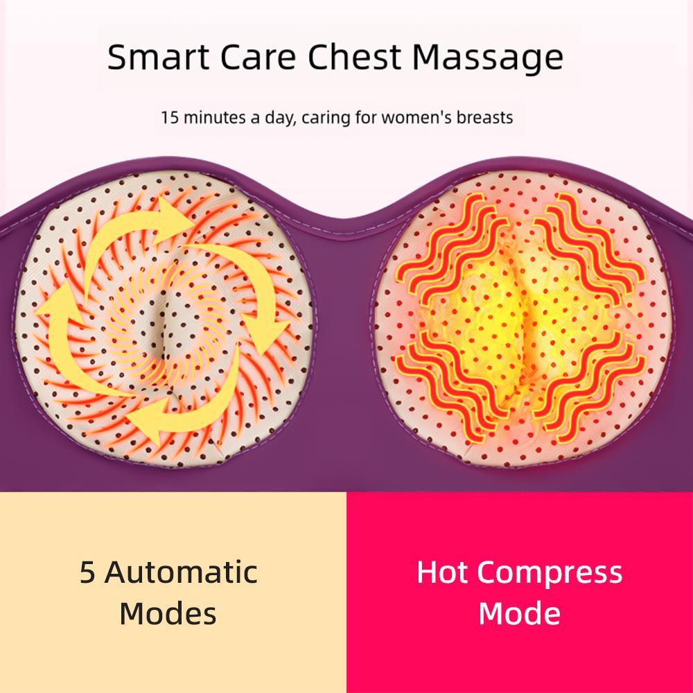 Electric Breast Massager, 3 Modes Vibration & 3 Modes Hot Compress Household Breast Care Machine, Personal Care Appliances for Women