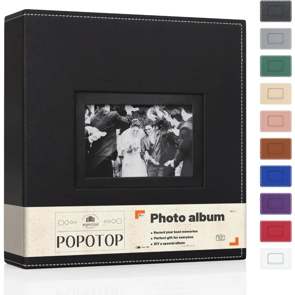 PU Leather Hardcover Photo Album - 4x6 Pockets, 50 Sheets, 100-800 Capacity Binder Scrapbook Memory Book, Home Decor Album for Family Weddings, Perfect Gift for Mother’s Day, Valentine’s Day, Birthdays