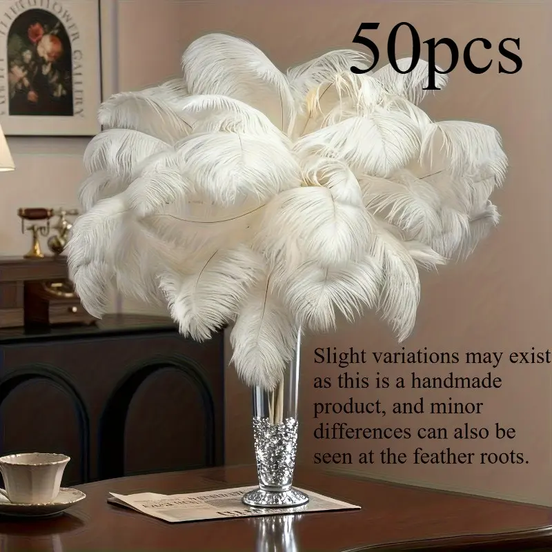 50 Realistic Artificial Feathers for Wedding Centerpieces, Costume Party Decorations, Vase Arrangements, Crafts, Clothing, Home Decoration, Festive Decoration