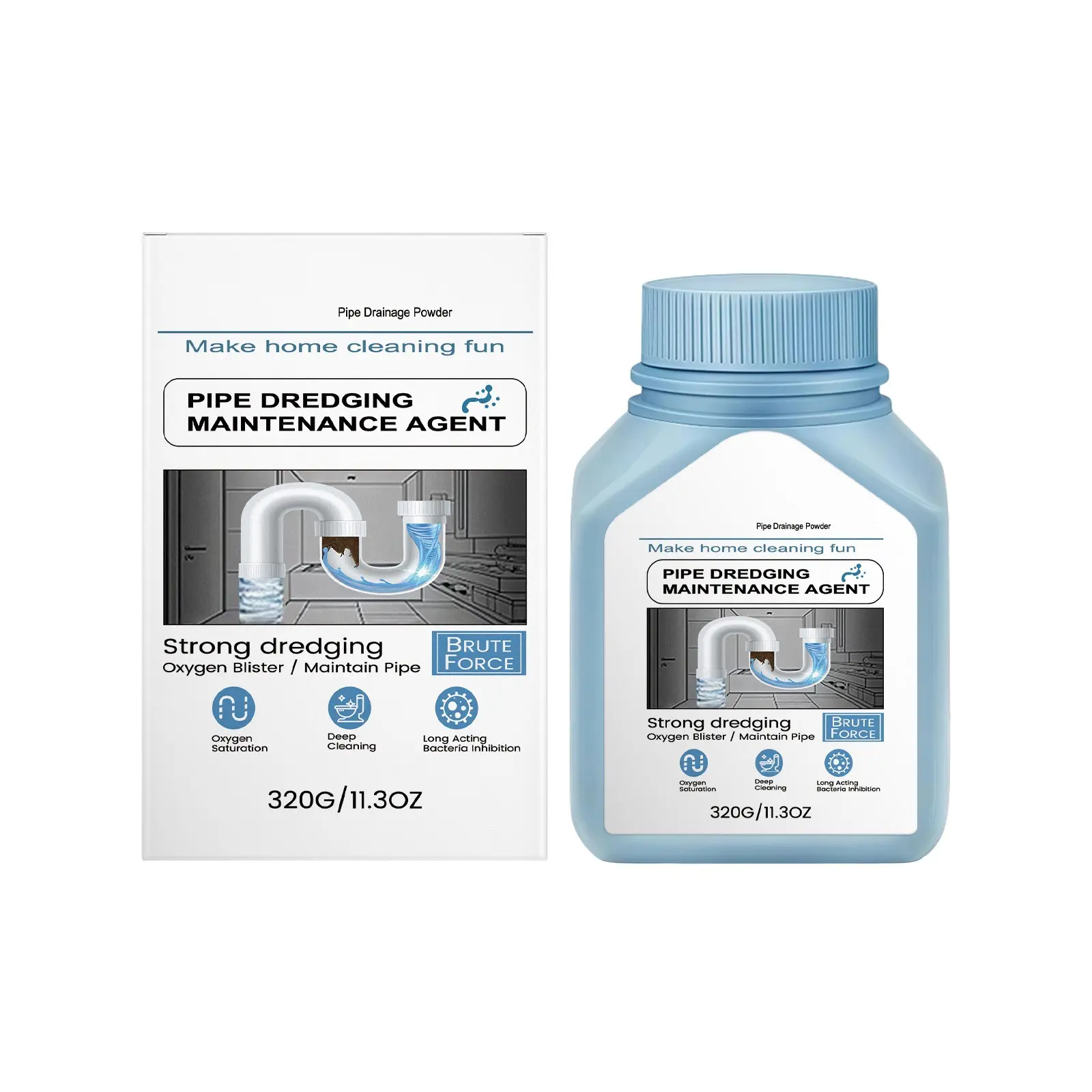 Pipe Cleaner for Kitchen Oil Stains, Bathroom Hair Clogs, Odor Removal, Home Cleaning Agent, Effective Pipe Maintenance Solution, Household Cleaner