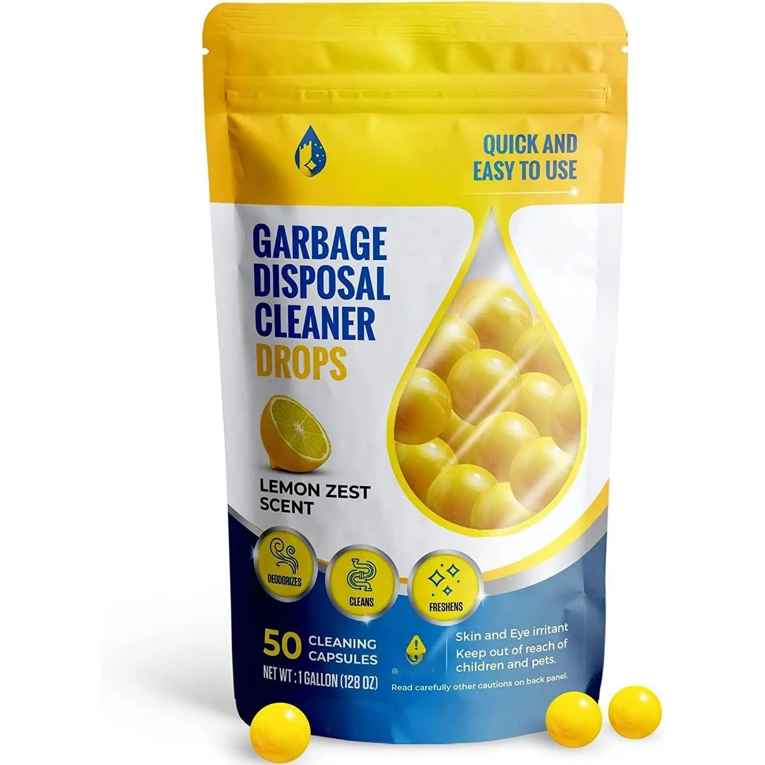 Garbage Disposal Cleaner and Deodorizer Drops- [[50-Count]]   Scented Kitchen Sink Freshener Pods & Drain Odor  Disposer Care Balls