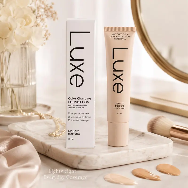 Color Changing Face Foundation - Hydrating, Non-Toxic Cream with SPF 15, Buildable Coverage, 30ml, 24-Month Shelf Life, Evens Skin Tone, Moisturizes, for Light-Medium Tone Adult Skin, Cosmetic, Patch Test Advised, Hydrate