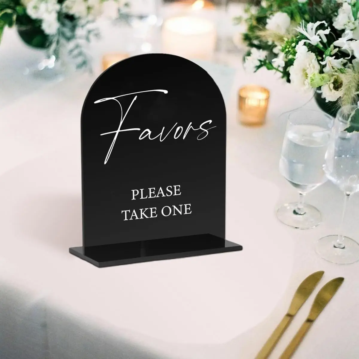 Acrylic Wedding Gift Tabletop Signs with Stand, 5x7 in Black Arched Table Signs, 1/8 in Thick Base for Wedding Reception & Event Party Tables, Tabletop Sign