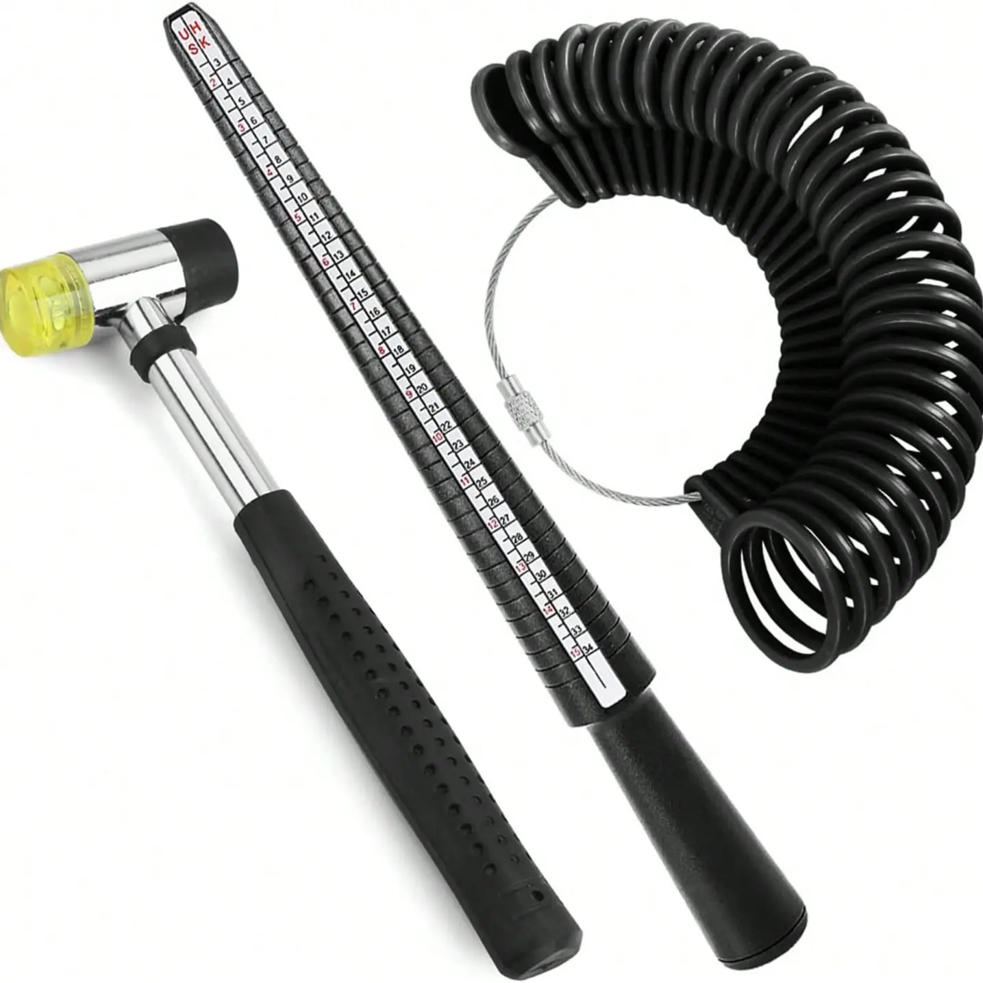 Ring Size Measurement Tool Set, Includes Plastic Ring Sizer, Finger Gauge, Rubber Hammer, Diy Jewelry Making Tools, 1/2/3pcs