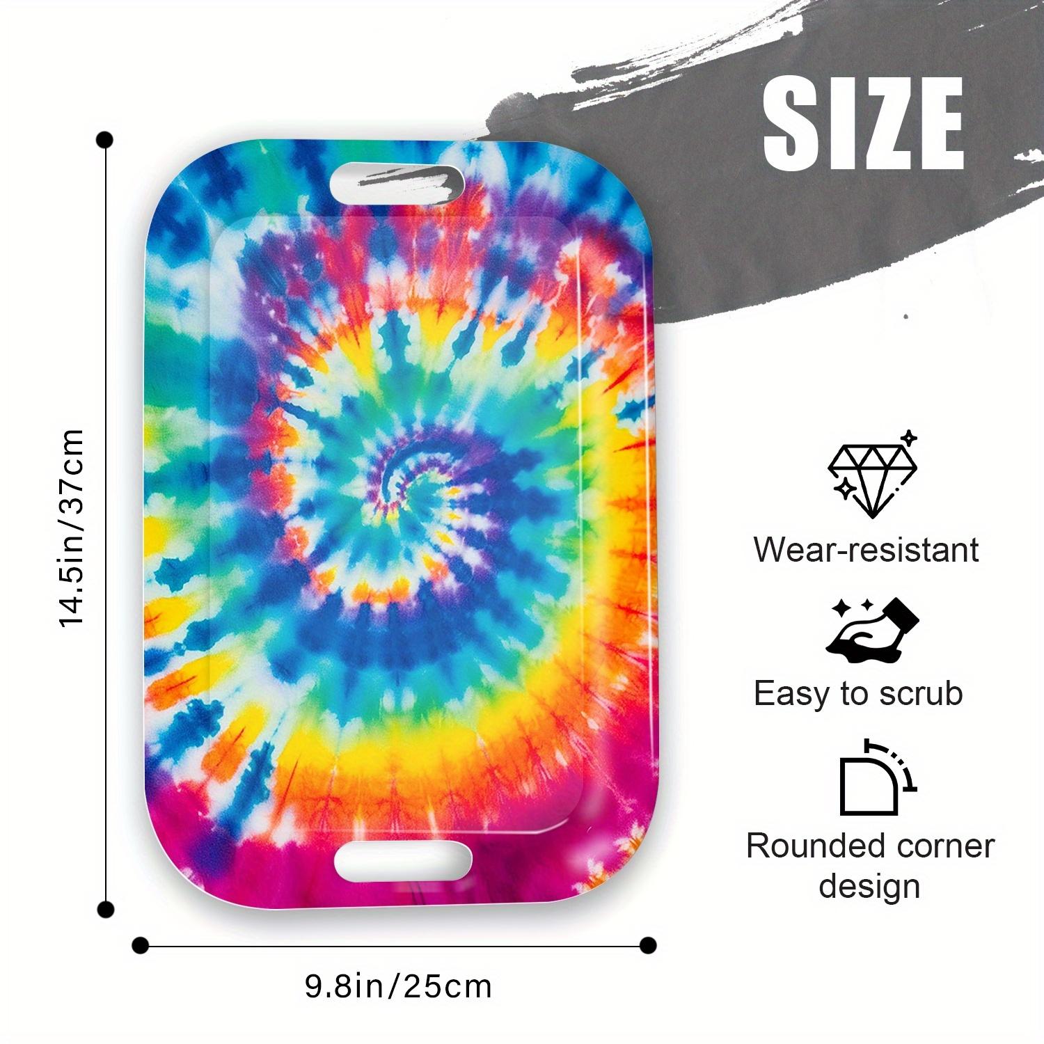 Lightweight & Sturdy Rectangular Serving Tray with Handle - Easy-Clean Melamine Tray, Pastel Tie-Dye Spiral Patterns in Pink, Blue, Green, Yellow, Orange, Purple, Red, Black, White, Gray - for Parties, Home, Office, Restaurants - Modern Decorative Tray,