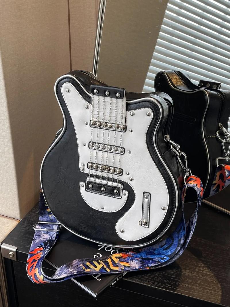 Street Style Guitar Design Purses, Casual Crossbody Bags Women, Sling Purse, Gifts for Girlfriend, Slingbag, Pu Leather Y2k Trendy Shoulder Bag for Women, Vintage Stylish Crossbody Messenger Bag for Daily Party Use, Boho Style Crossbody