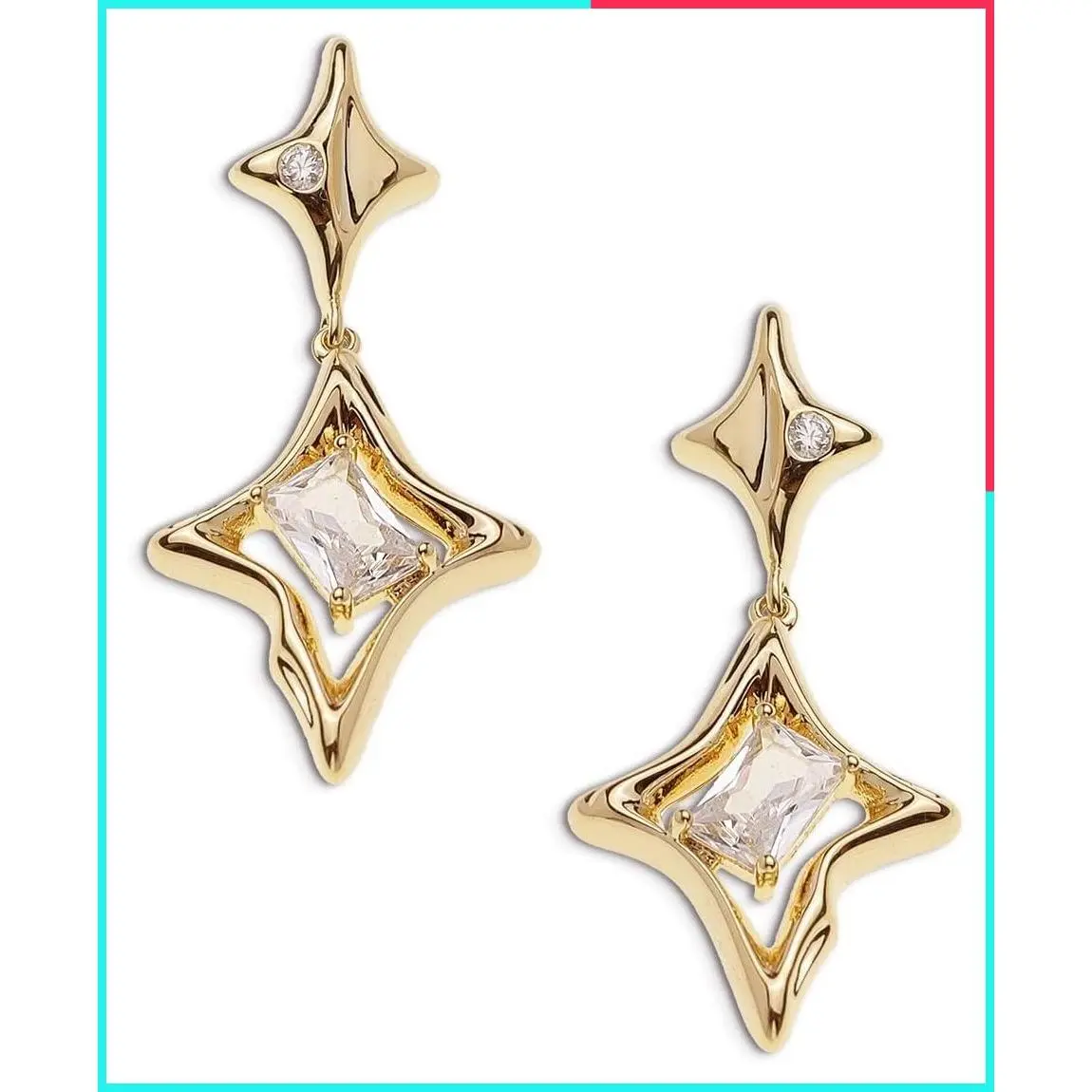 Sparkly Rhinestone Star Drop Dangle Stud Earrings for Women Trendy Unique Fashion Jewelry Gift