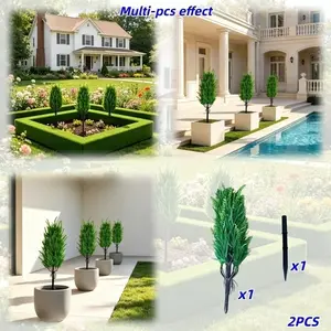 2 Piece Luxury Large Outdoor Artificial Mixed Shrubs with Stakes UV Resistant Fake Plants for Summer Fall Indoor Outdoor Decoration Garden Hotel Wedding Festival Floral Arrangement Home Decor Artificial Flower Decorations  Ch