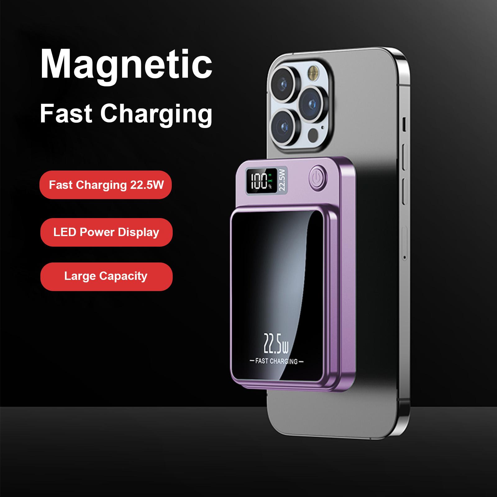 Portable Phone Power Bank with Cables, Magnetic Power Bank, 10000mAh Wireless Portable Charger with USB-C Cable, Battery Pack Only Compatible with iPhone 16/15/14/13/12/Pro Series
