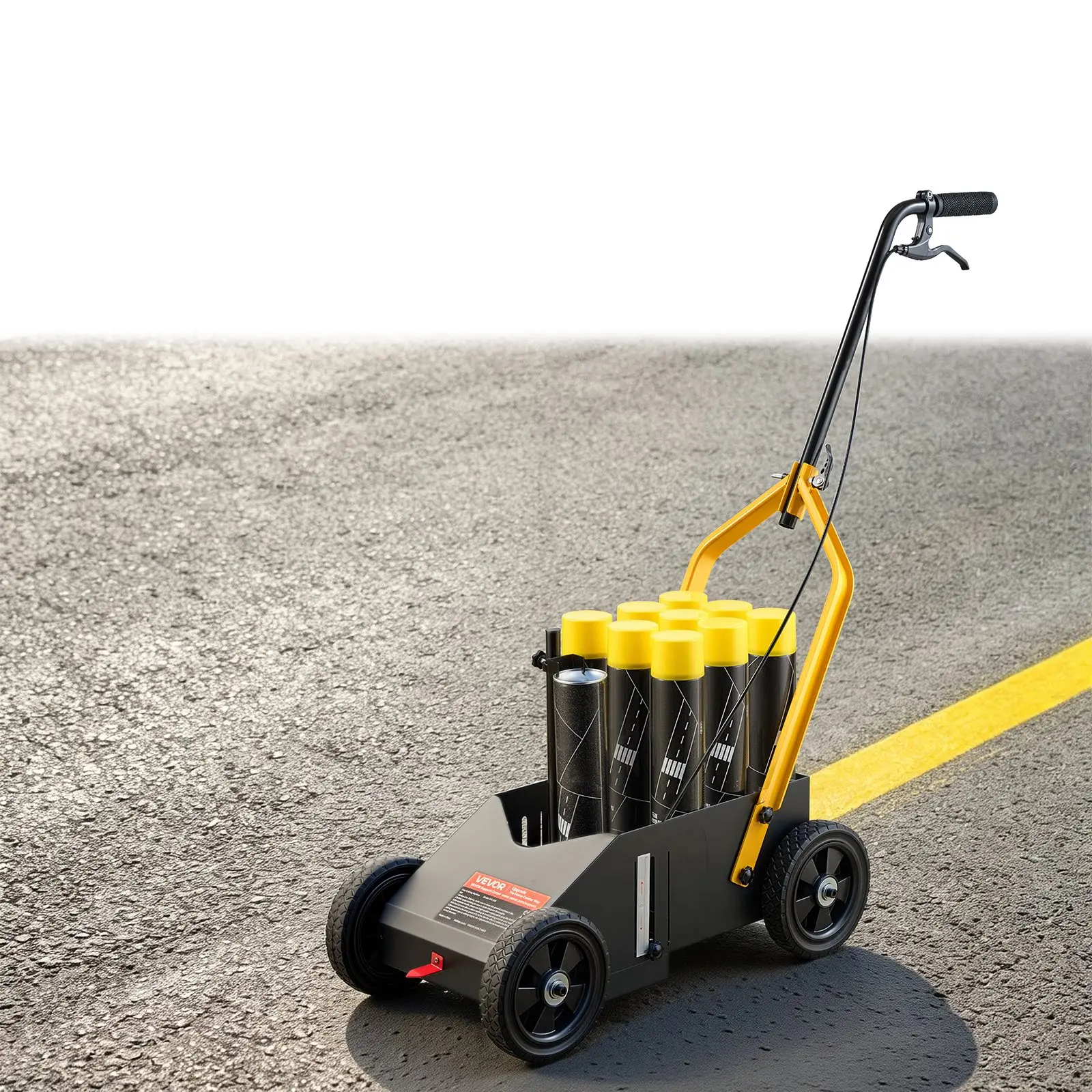 VEVOR Striping Line Marking Machine 9-Can Capacity Black with 4 Wheels, Parking Lot Striping Machine, 2 to 4 in Adjustable Line Width, Heavy Duty, Fast and Accurate Marking, with Adapter Nozzle