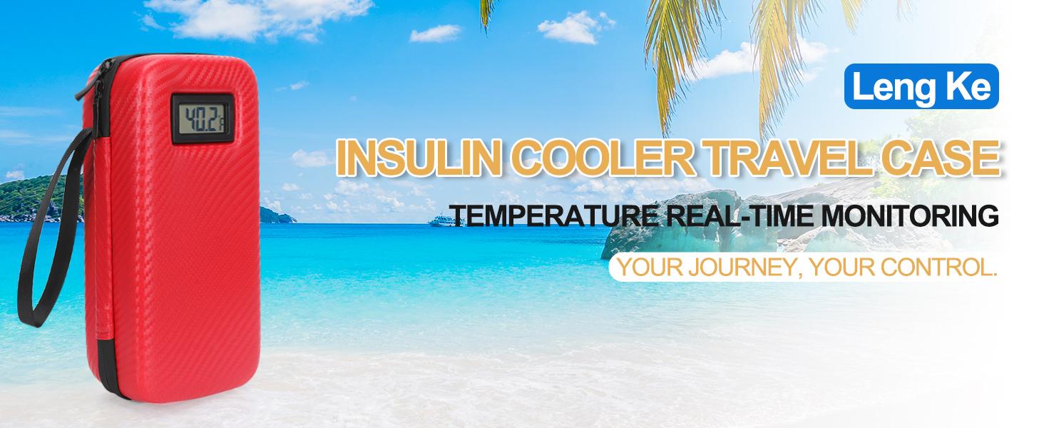 Insulin Travel Case TSA Approved, Insulin Travel Case Temperature Display, Insulin Pen Travel Case for Insulin Ice Pack, Travel Diabetic Supplies (Red)