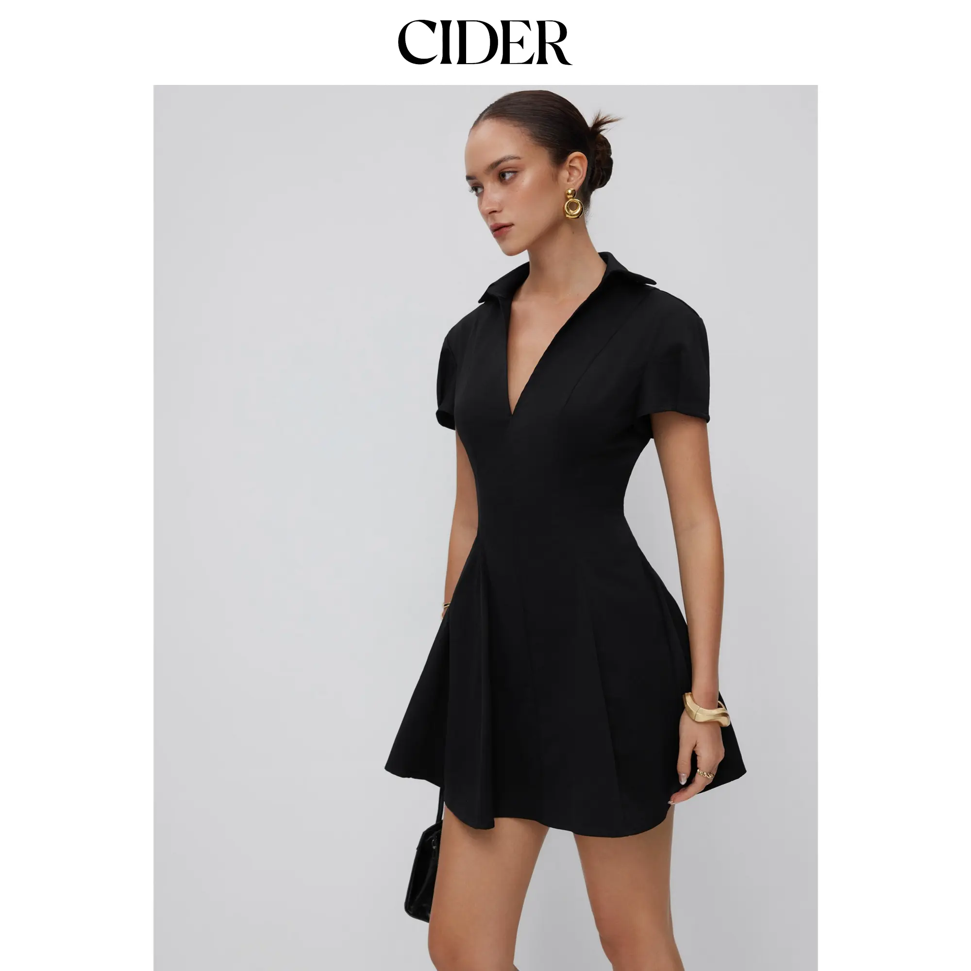 Cider Short Sleeve Mid Rise A-line Mini Dress SohoChic