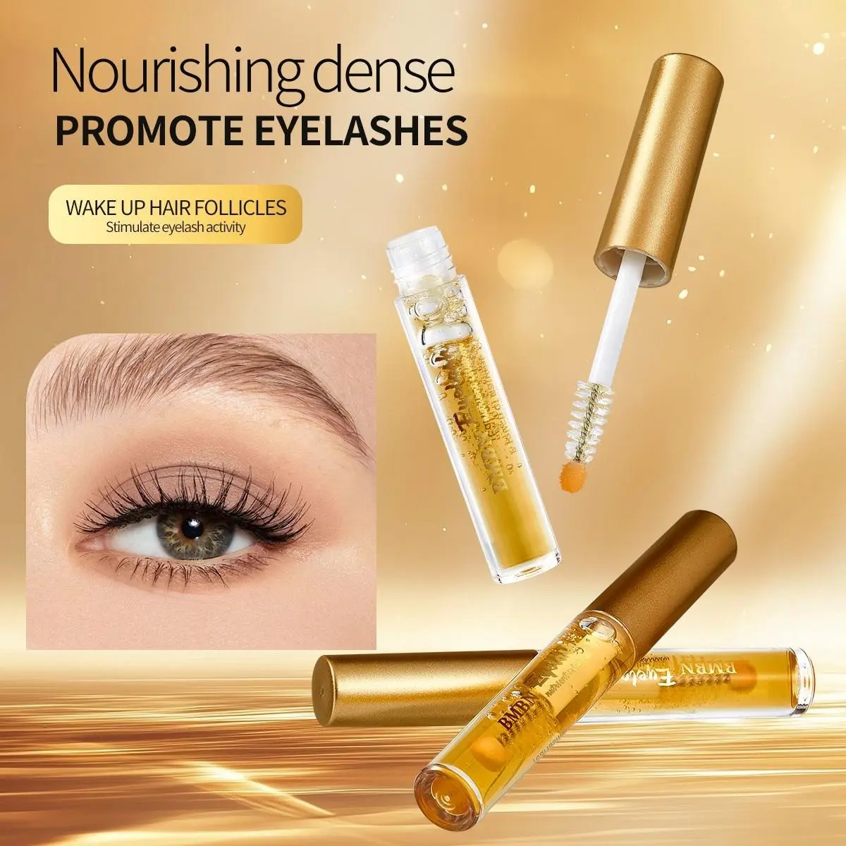 Eyelash Serum - Moisturizing, Gentle Lash Care, No Irritation for Fuller, Shinier Lashes, Golden Tube Packaging