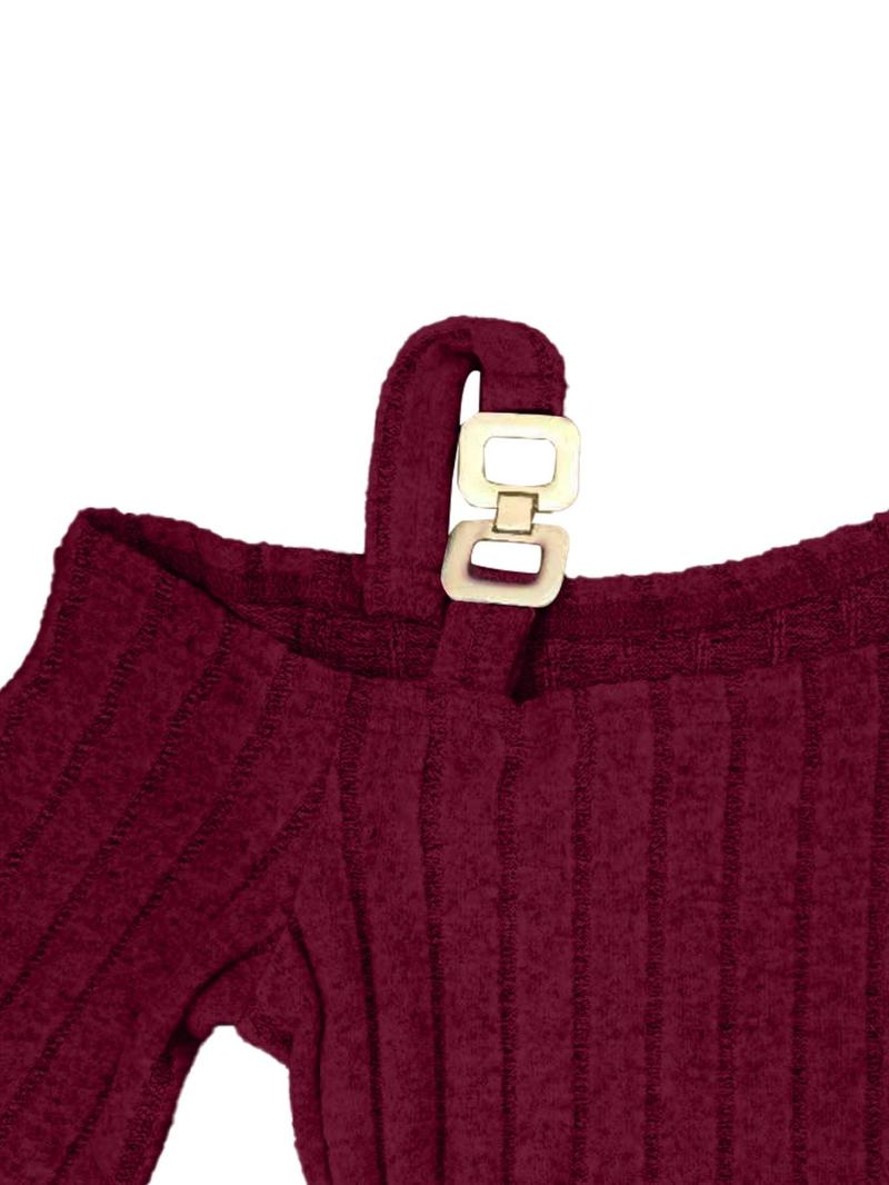 Ribbed Bodycon Dress One Shoulder Mini Dress Off Shoulder Long Sleeve Sexy Knit Slim Fit Stretch Ruched Clubwear Night Out Party Wear Elegant Figure Hugging Trendy Womens Autumn Winter Wine Red Mini Dress