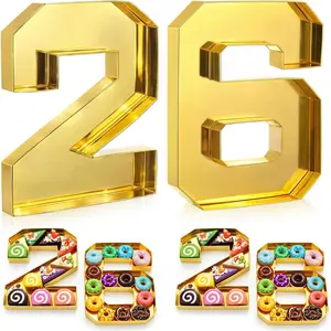 2 Pcs 10" 26 Cardboard Charcuterie Numbers Fillable Graduation Board Number Large Fillable Numbers 2026 Letters Trays for Food Chocolate Candy School Congrats Grad Party Supplies(Gold)