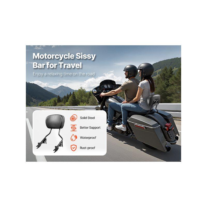 Detachable Motorcycle Passenger Backrest, Compatible with Harley-Davidson Touring, Street Glide, Road Glide, Road King, 16-Inch Height, Black Detachable Motorcycle Passenger Backrest, Compatible with Harley-Davidson Touring, Street Glide, Road Glide, Road King, 16-Inch Height, Black