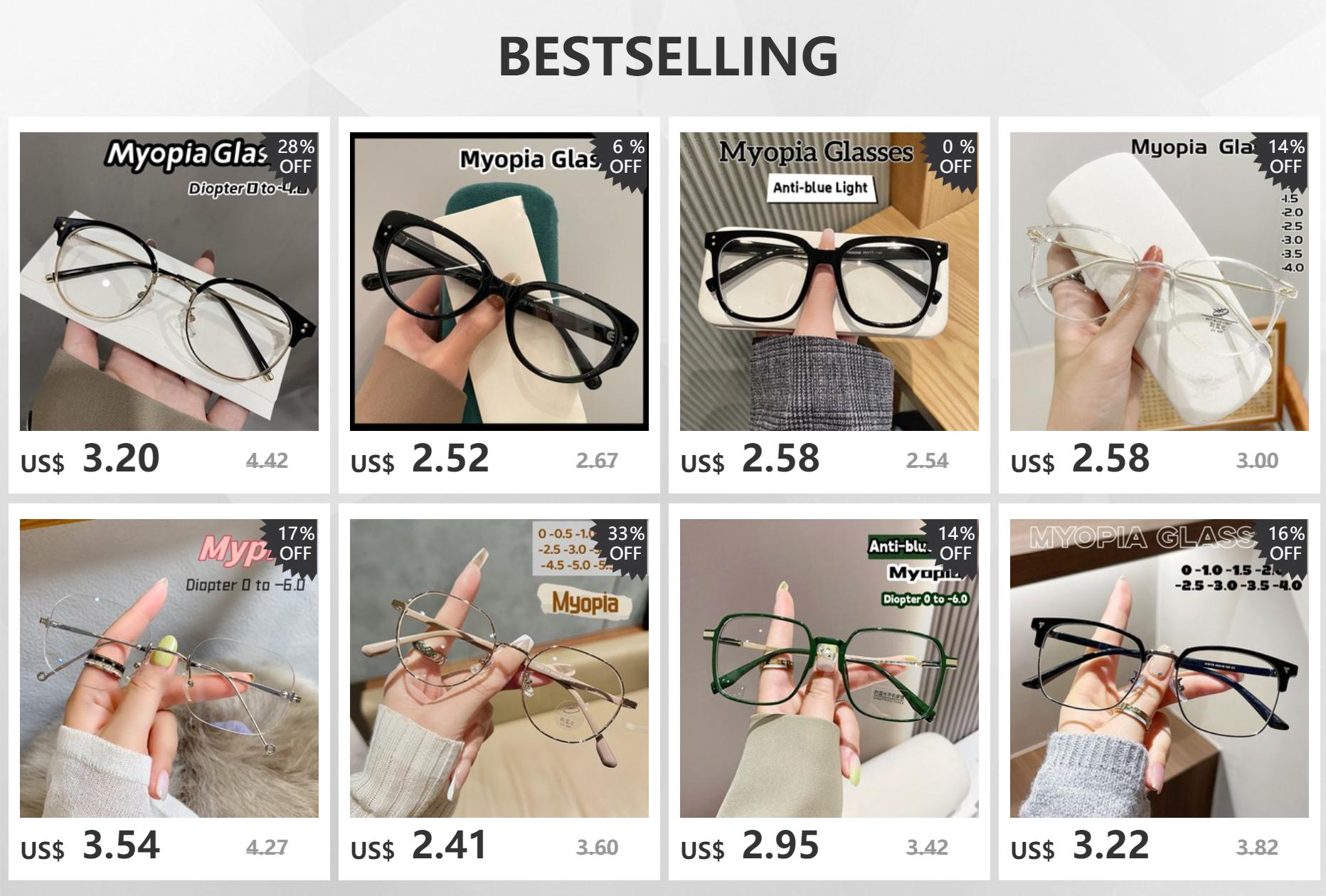 New Color Fashion Myopia Glasses for Women Men Square Transparent Eyeglasses Retro Minus Diopter Eyeglasses Optical Prescription