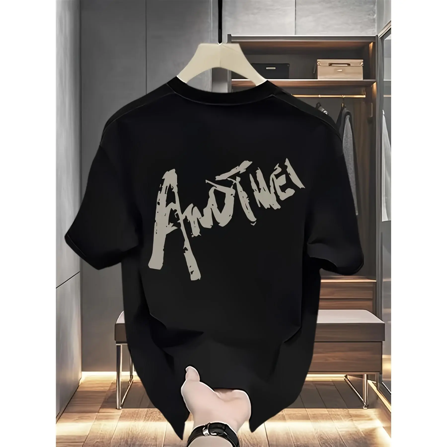 Trendy Brand Printed Short Sleeve T-Shirt Men Summer Heavy Cotton Korean Style Japanese Print Versatile Top Men's Clothing