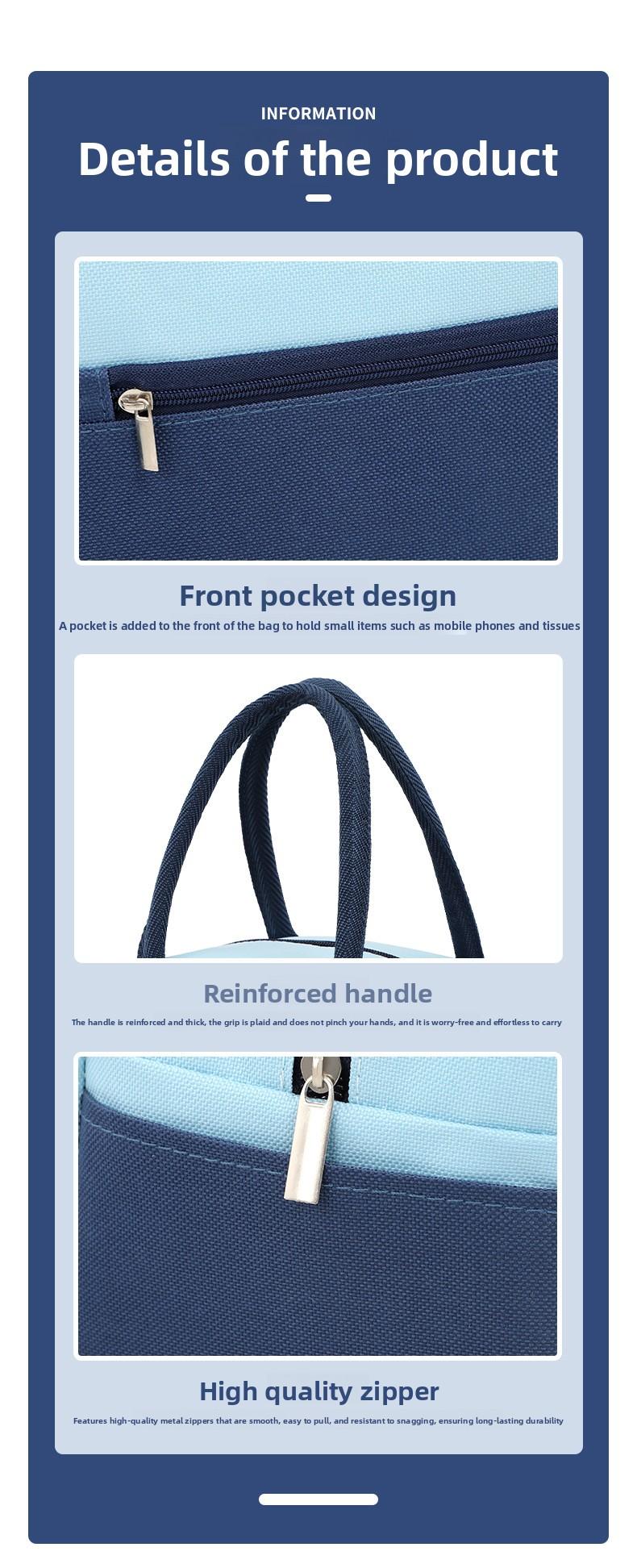 New simple lunch bag with large capacity, stylish portable lunch bag for outings, factory-made aluminum foil thickened insulated lunch bag