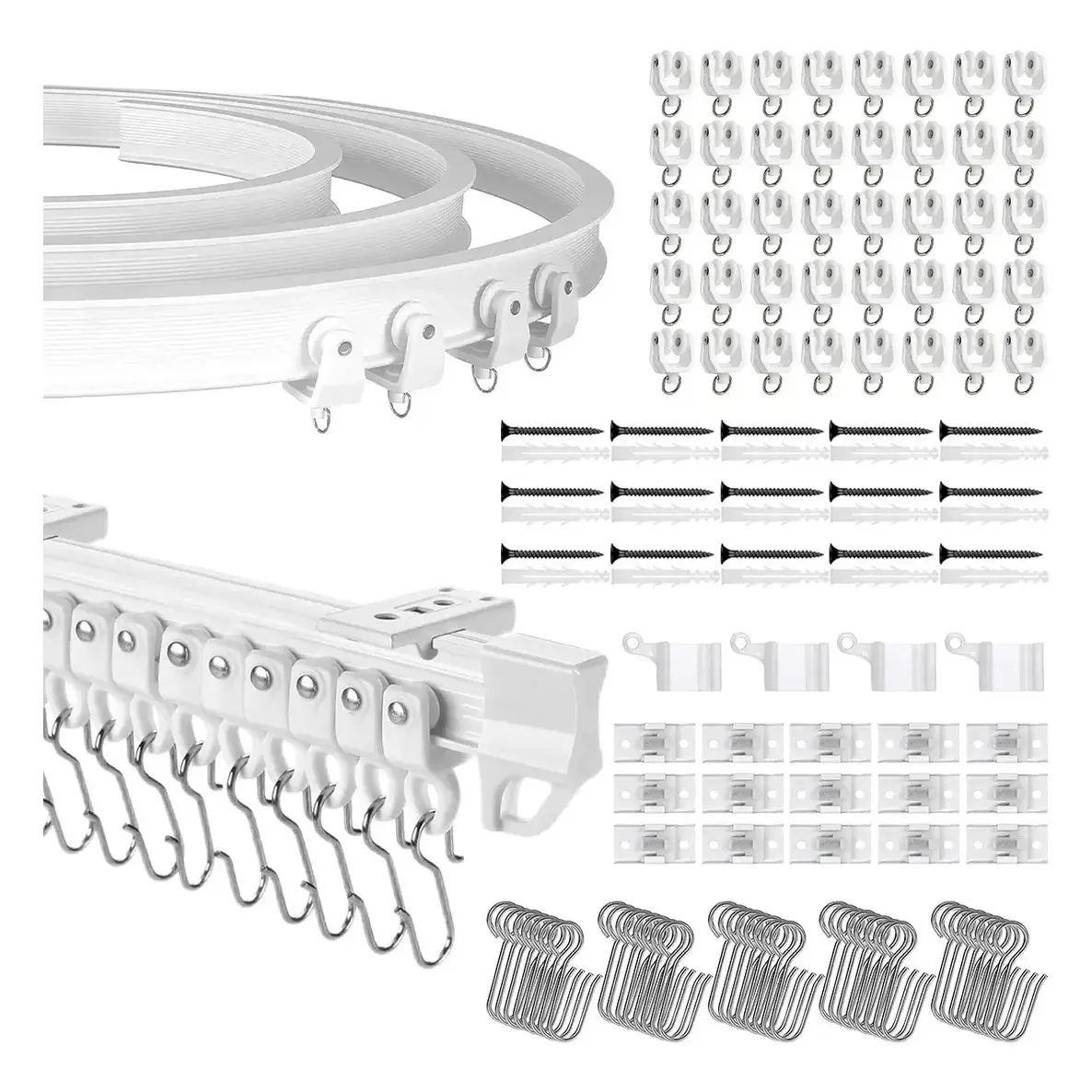 5m Flexible Ceiling Curtain Rail, Curved Bar with Roller, Ideal for Modern Home Decor, Easy Installation, Durable Design