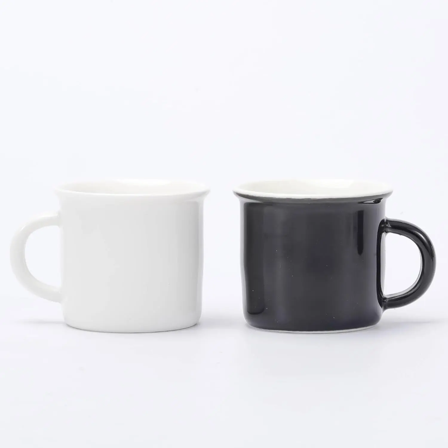 Ceramic Mini Espresso Cups Set of 2, 2.5 oz Expresso Mugs with Handle, Porcelain Coffee Mugs,Demitasse Cups (black&white, 2.5, ounces)