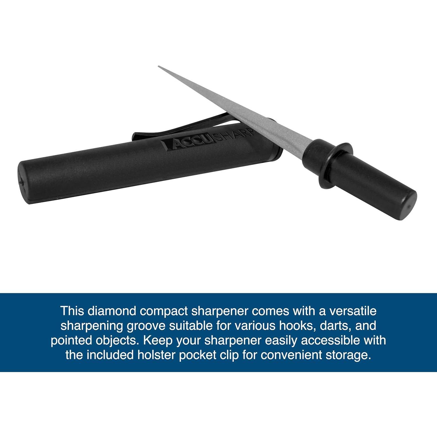Compact Tapered Rod Sharpener, Portable  & Tool Sharpener for Serrated , Fillet  & Fish Hooks,  Honing Steel Rod