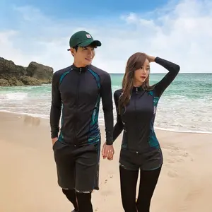 Couple Family Split Long Sleeve Modest Anti-Jellyfish Swim Suit for Snorkeling Surfing Diving Activities