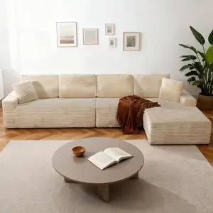 Aobtkel®142" Cloud Modular Boneless Couch, Right Facing L-Shaped Chaise Sectional Sofa - No Assembly Required