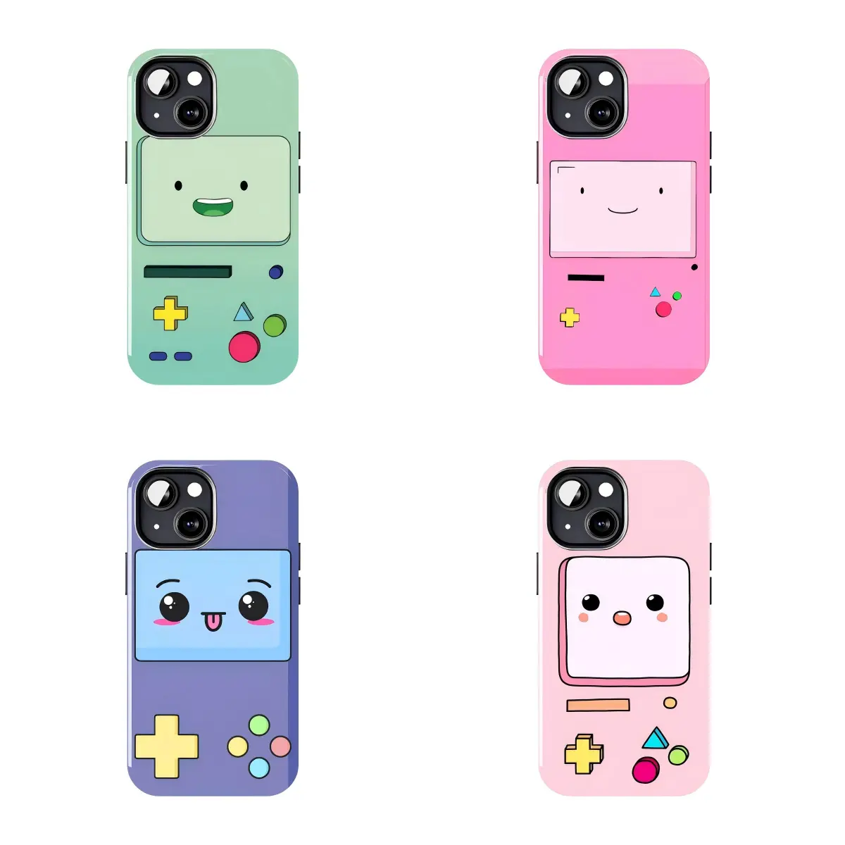 Cute Cartoon BMO Smile Face Aesthetic Case Suitable for iPhone 17-11 Pro Max/Plus and  Samsung Galaxy S23-25