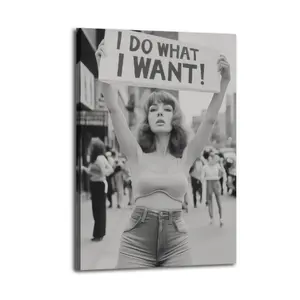 1pc  I Do What I Want Canvas Poster, Retro Feminist Protest Wall Art, Vintage Woman Protesting For Rights, Black & White Wall Decor, Girl Room Decor, Wall Picture Decor For Bedroom, Living Room, Bathroom, Home And Dormitory Decoration custom photo michael