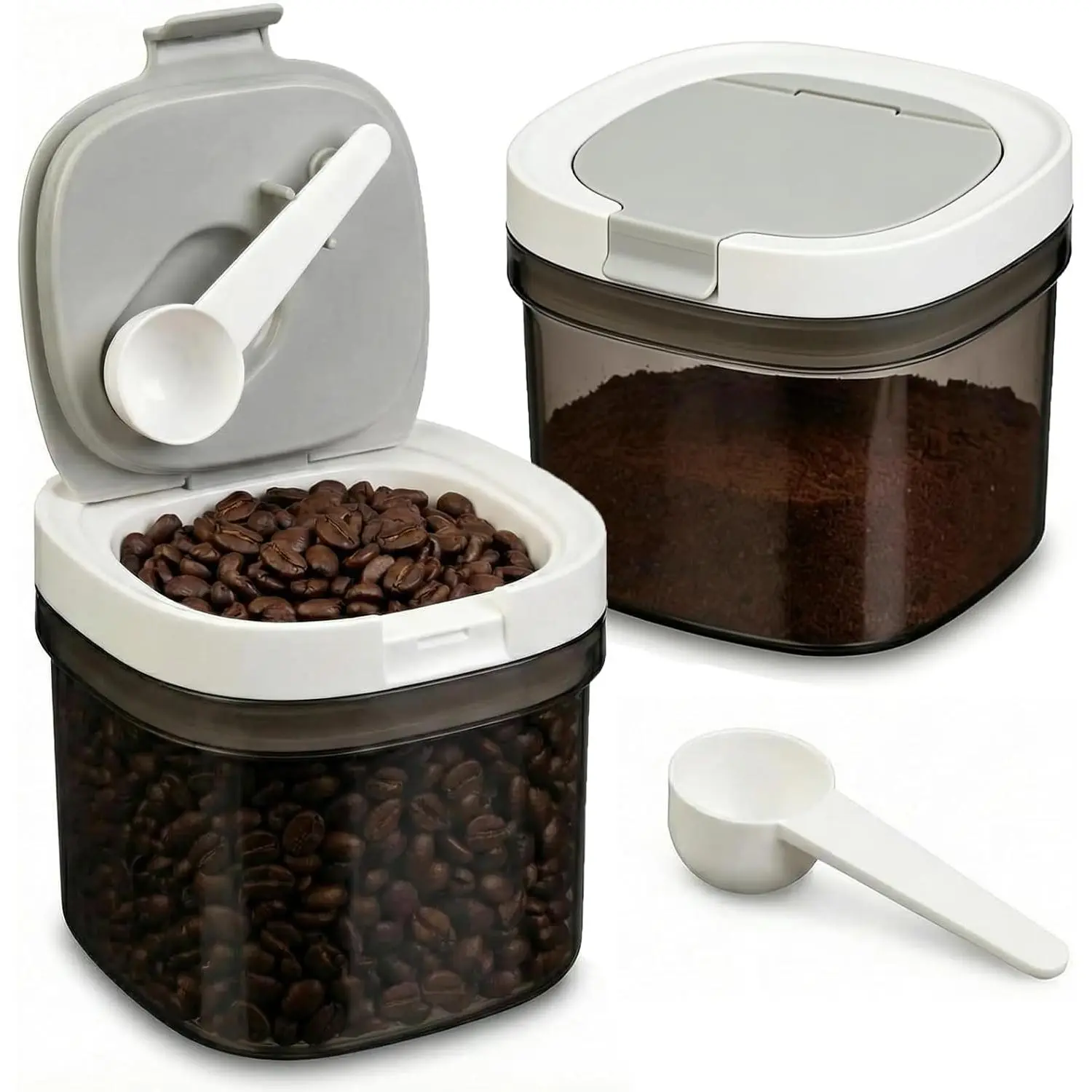 2 Pack Airtight Coffee Canister with Scoop, 27 Fl.Oz Coffee Storage Container for Ground Coffee, Beans, , Sugar, Flour, Cereal,  Storage Container (2 x Small)