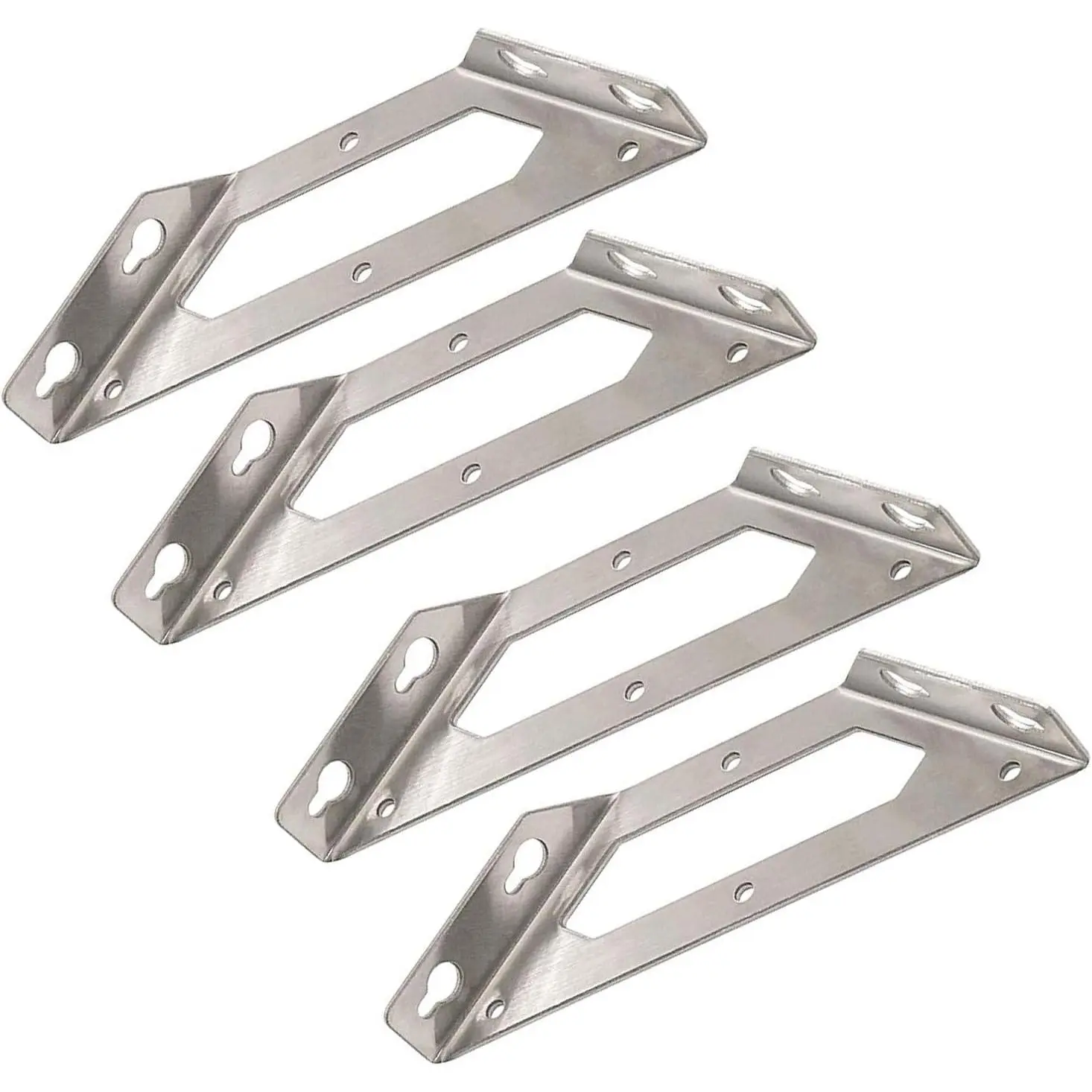Trapeziform Angle Brackets Stainless Steel 5.7" x 1.81" Corner Braces-4pcs | for Drawers, Cabinets, Tables and Chairs