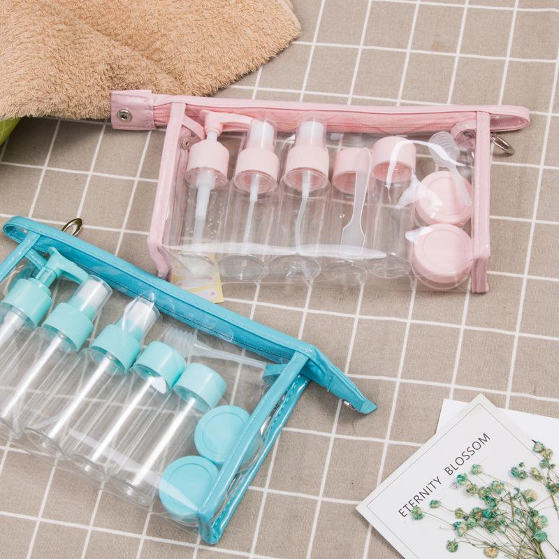 Travel Makeup Bottle Set with Storage Bag, 11pcs/set Portable Leak Proof Toiletry Container Set, Clear Cosmetic Container for Lotion, Shampoo, Cream, Soap