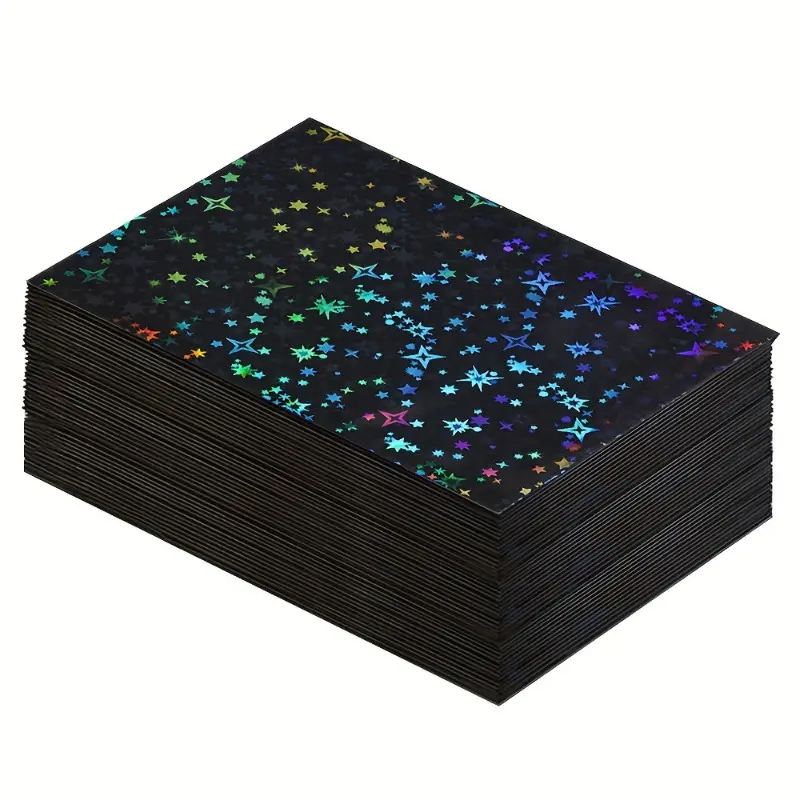 50 pieces/pack 66 * 91mm colorful star shining card holder, perfect for standard sized collectible cards, game cards, baseball star cards, football star cards, and other types of cards