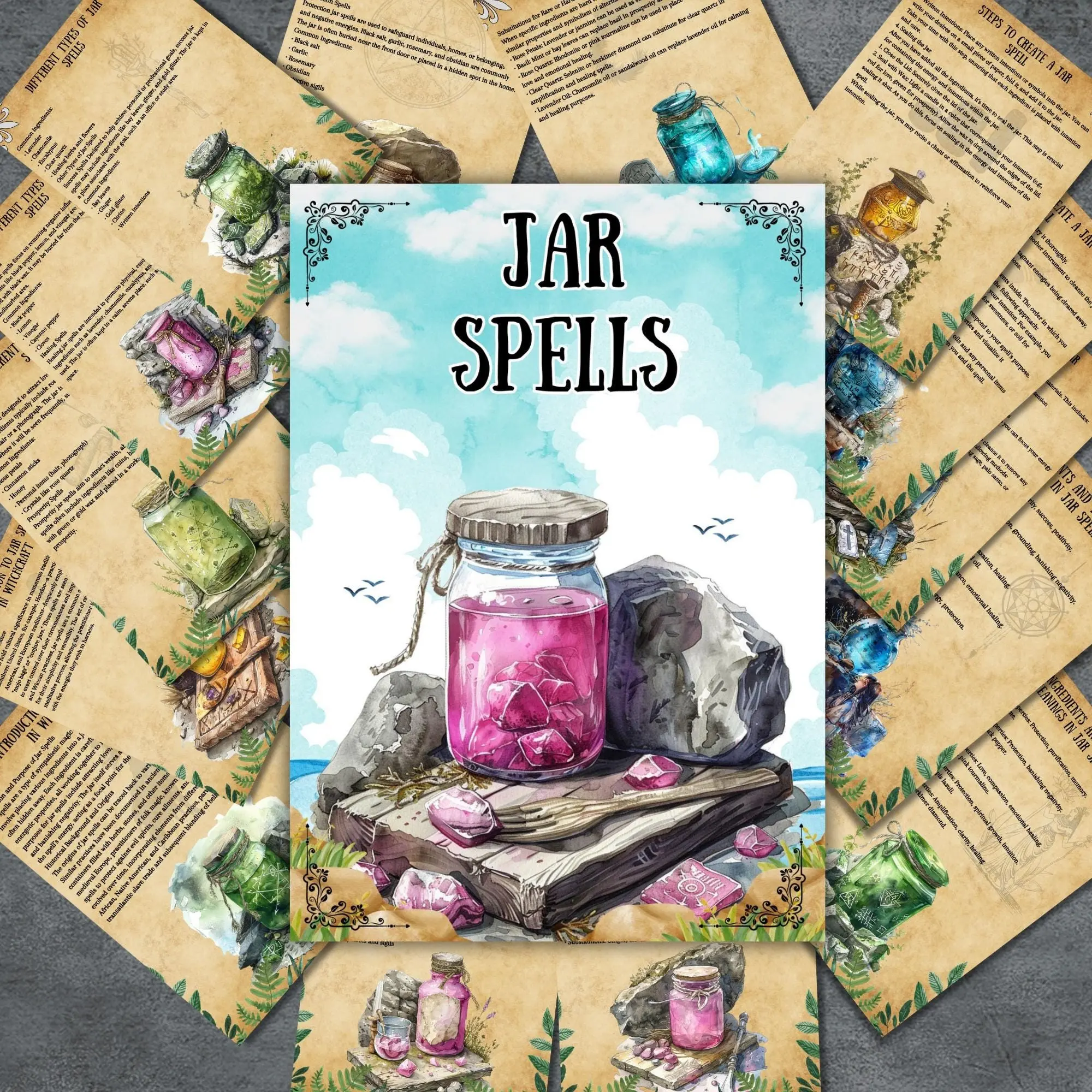 Secret Spell Jars Grimoire, Jar Recipes, Book of Shadows, Witchcraft Rituals, Pagan Bos Pages for Adults, Magical Craft Supplies