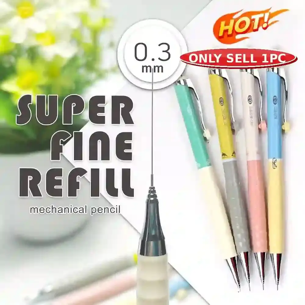 0.3mm Automatic Pencil with Ultra-Fine Lead Core, No Sharpening Needed, Continuous Writing, Ideal for Sketches and Comics Design, Writing Stationery