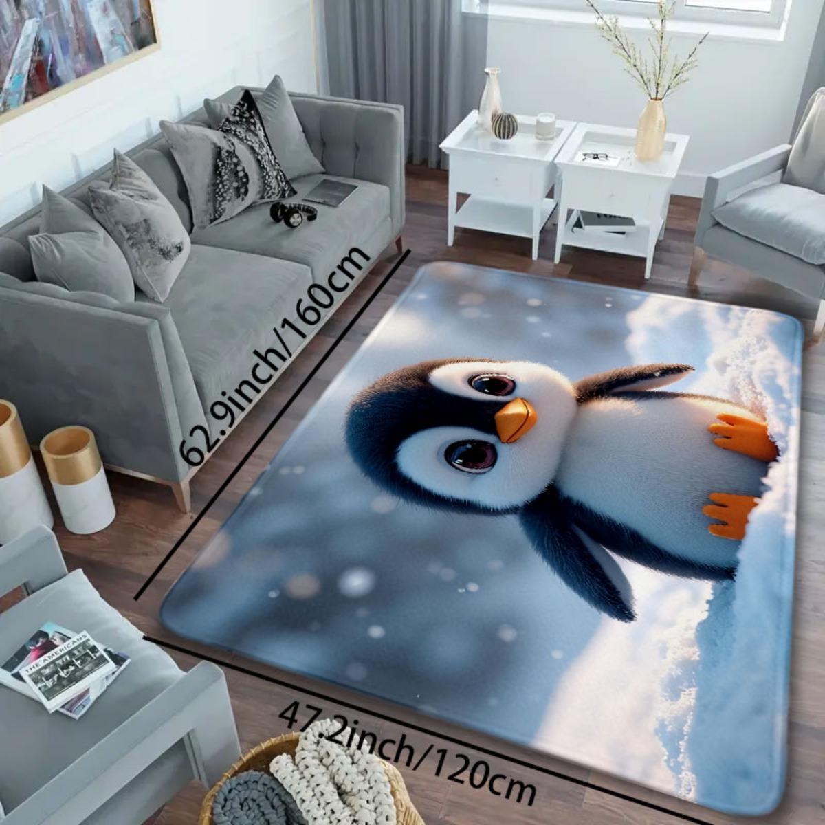 1pc Penguin Bathroom Anti-Slip Mat, Kitchen Mat, Living Room Floor Mat, Flannel Material Anti-Slip, Soft, Comfortable And Easy to Clean, Suitable for Bedroom, Living Room Dining Room, Kitchen Bathroom, Entrance Carpet And Floor Mat, Modern Bath Mat