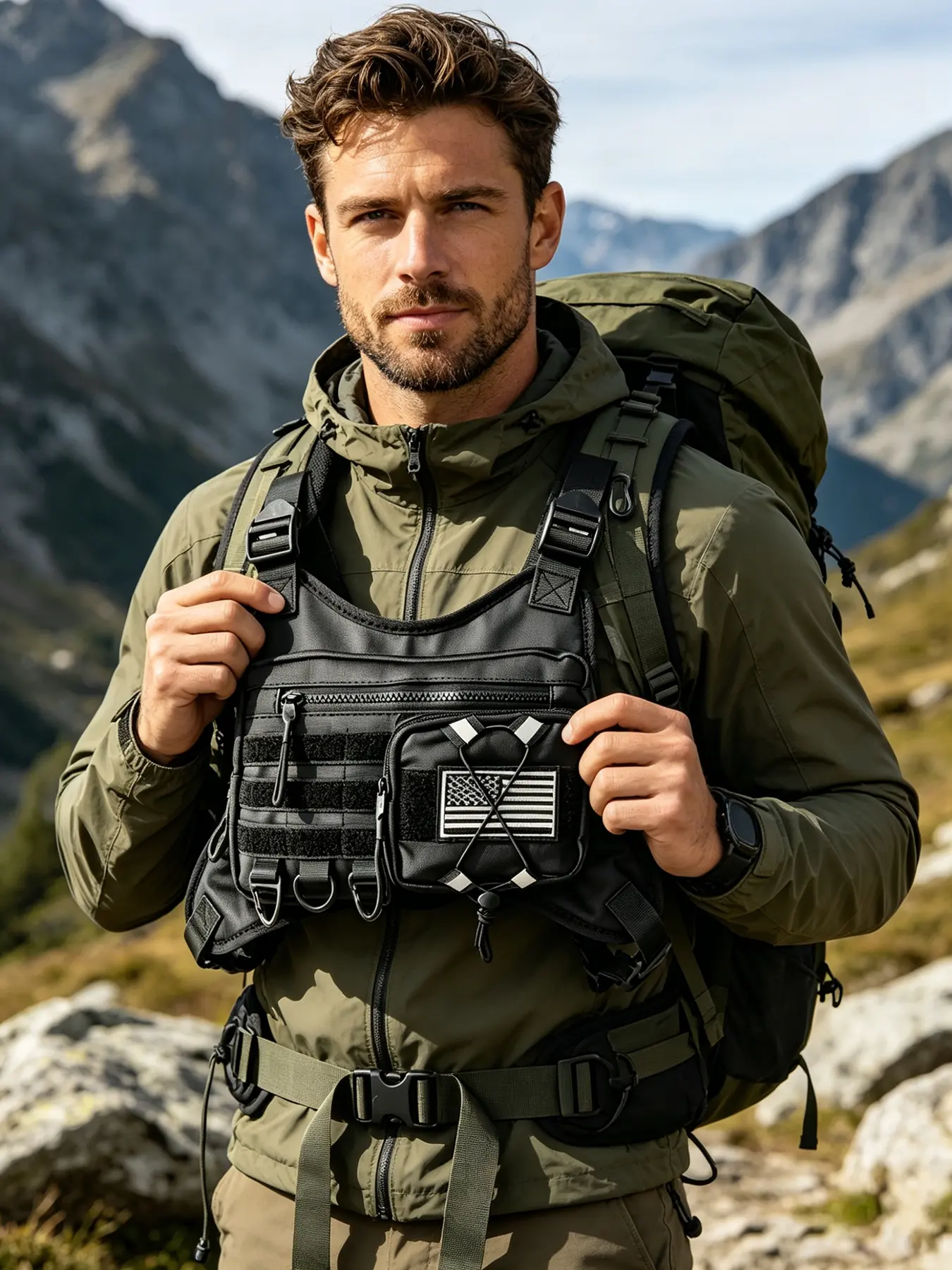 Versatile Trendy Functional Vest Chest Bag for Men and Women, Freely Adjustable Straps for Snug Fit, Smooth and Long-lasting Zipper, Ideal for Urban Streetwear and Outdoor Leisure