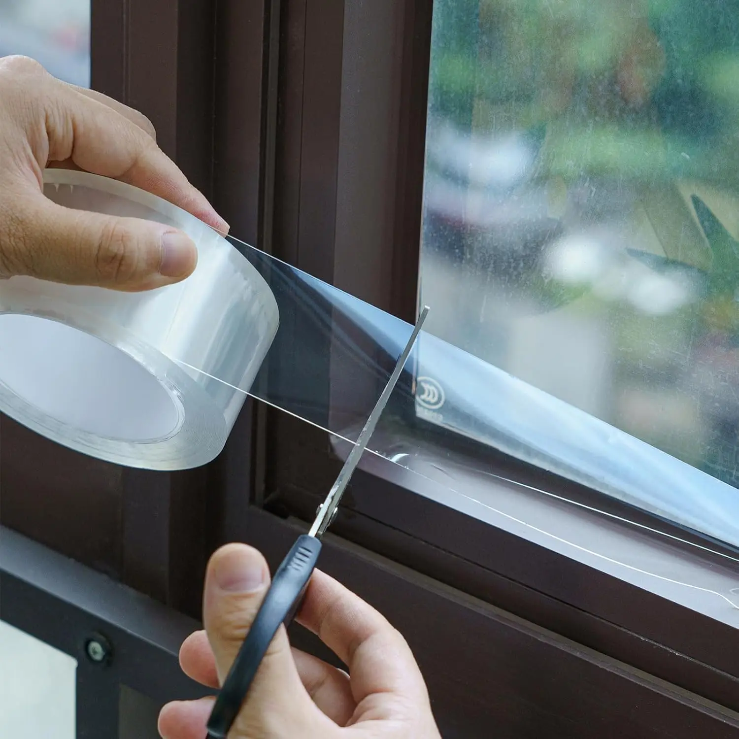 Transparent Window Weather Sealing Tape,Weather Stripping -Free Clear Window Insulation Caulk Tape for Doors Windows and Shower Glass Gaps Bathroom,Weather Stripping Door Seal(2IN x 16.4FT)