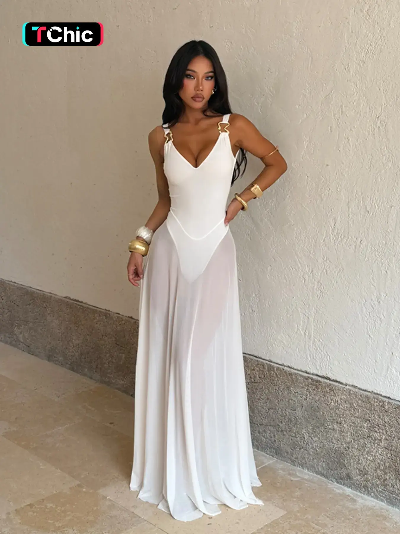 Wowdark Women's Summer Elastic Mesh Spaghetti Strap Dress, A-Line Party Dress, Minimalist Chic Elegant Fitted Plain Surface, Lightweight & Breathable, Perfect for Holidays