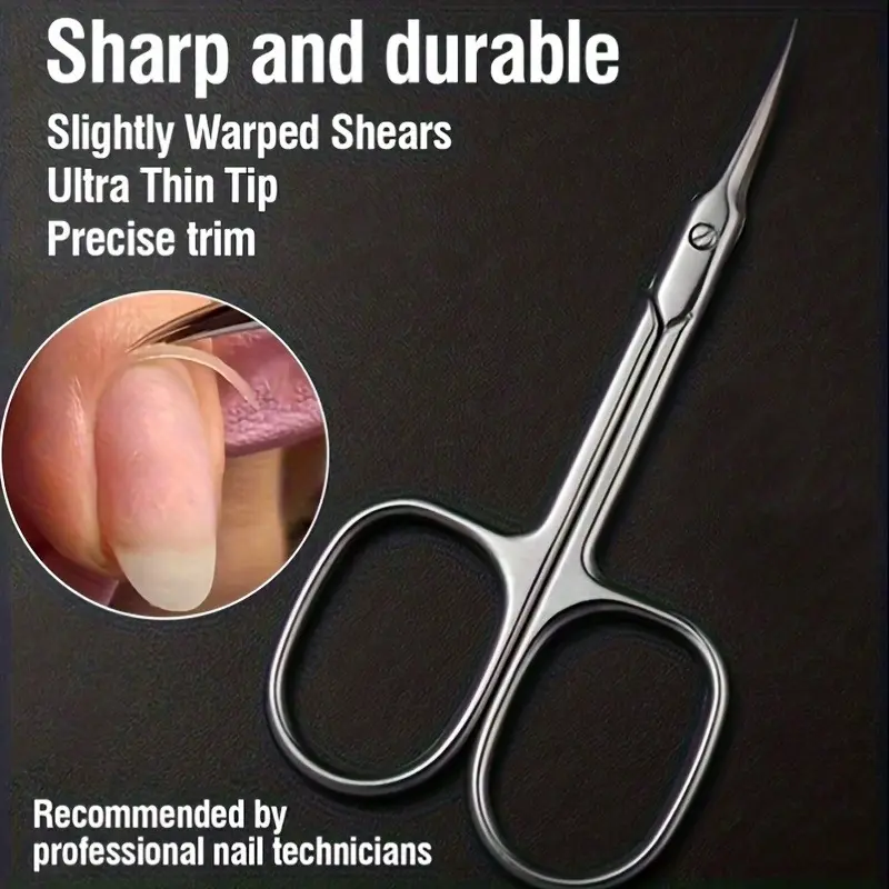 Stainless Steel Curved Cuticle Scissors Ultra Thin Sharp Tip Precision Trimming Manicure Shears For Professional Nail Salon Use