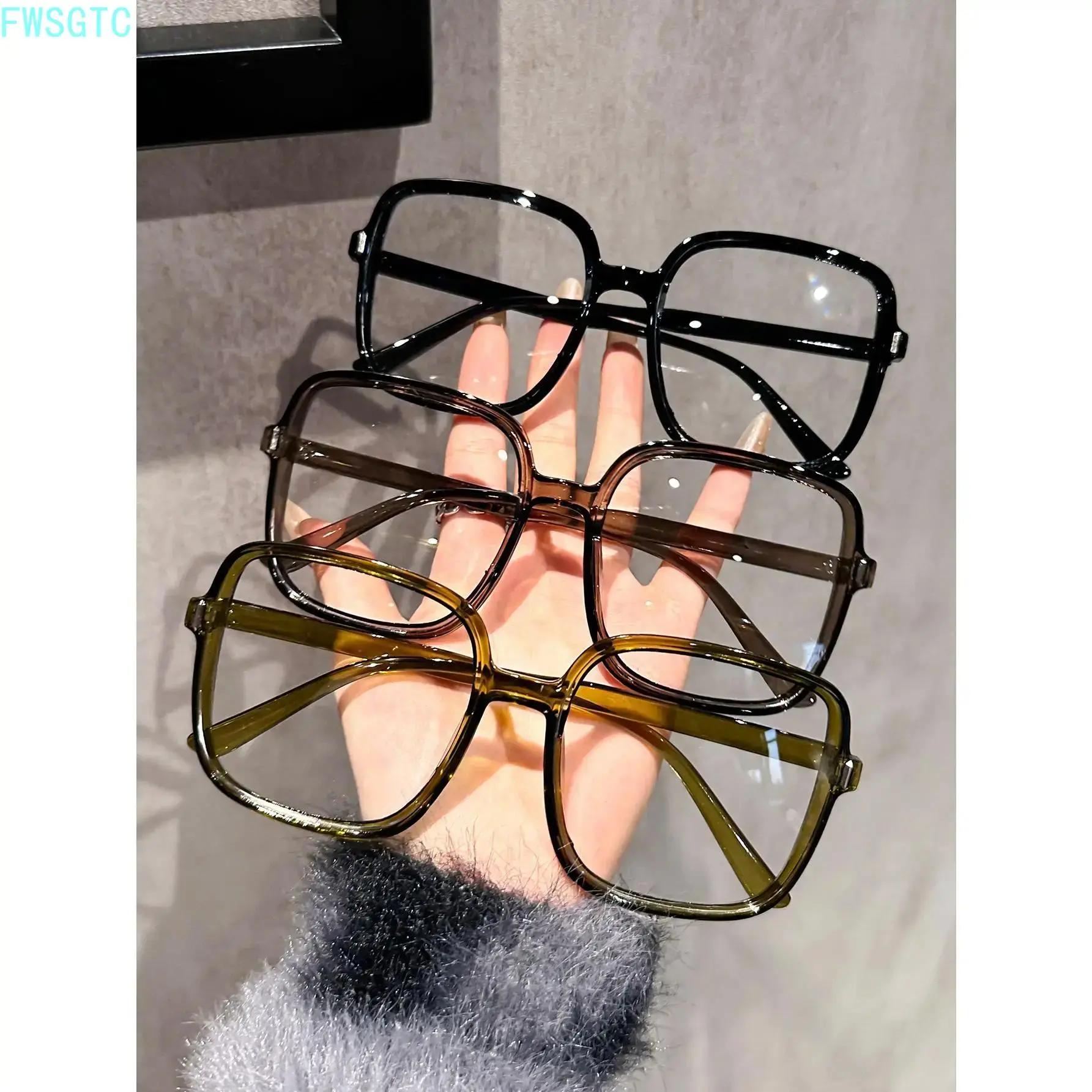 4‑Pack Unisex Oversized Square Blue‑Light‑Blocking Glasses Plastic‑Frame Non‑Prescription Eyewear Fashion Decor Shades For Daily‑Wear And Photo‑Shoots summerwins