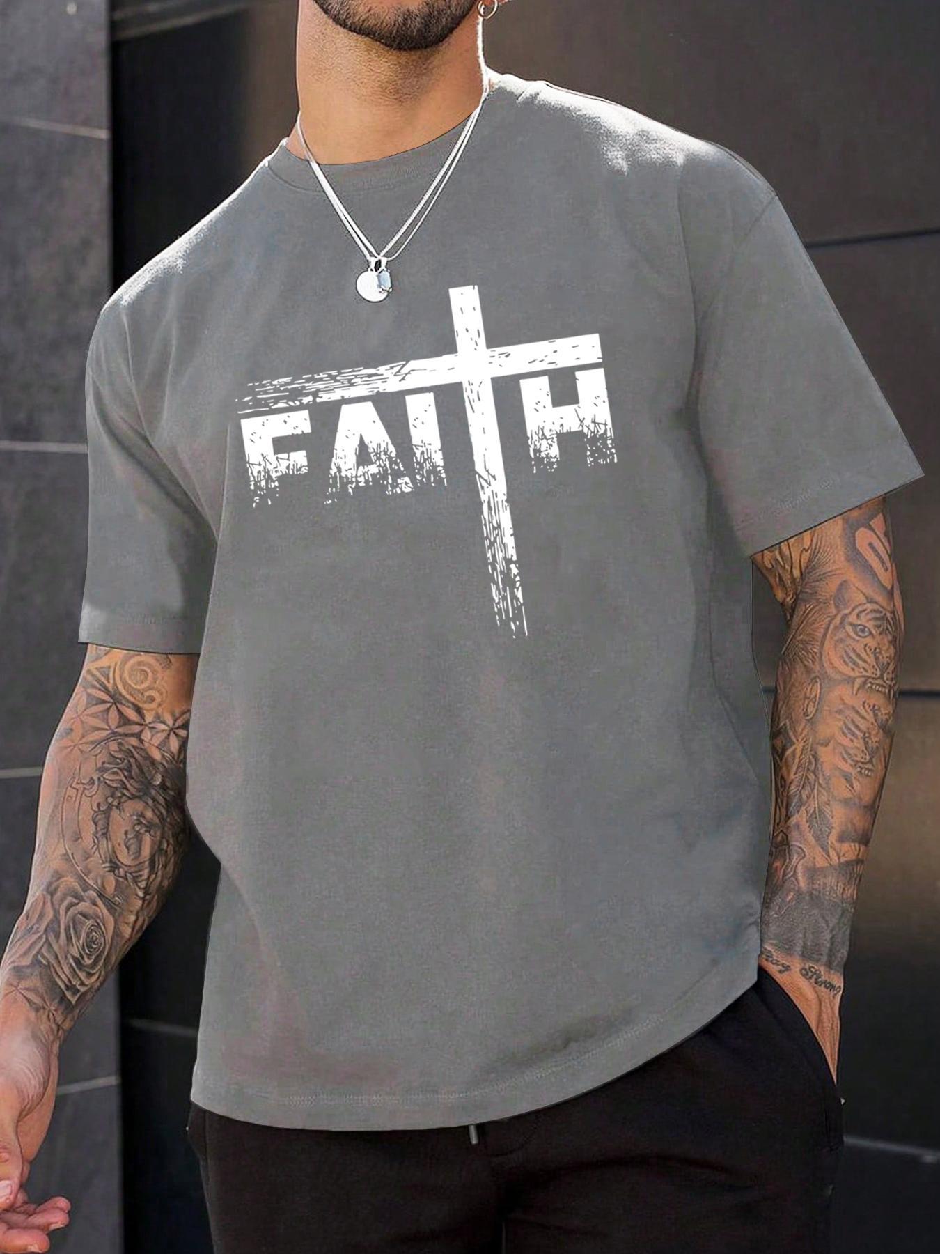 Men's Letter Print Round Neck Tee, Regular Fit Casual Short Sleeve Crew Neck T-shirt for Summer, Fashion Men's Top for Daily Wear, Athletic T Shirt